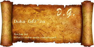 Duka Géza névjegykártya
