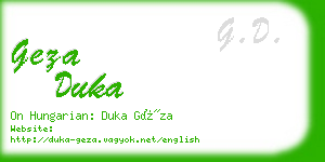 geza duka business card